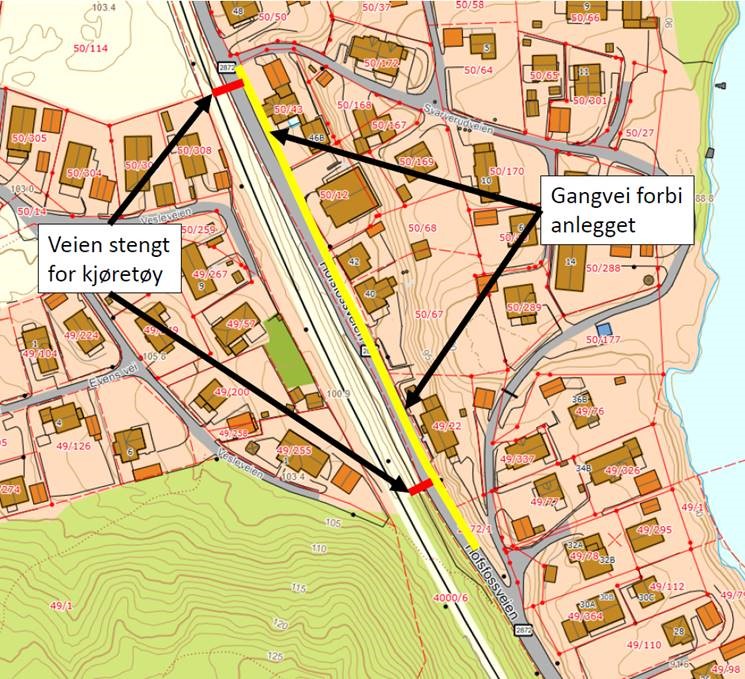 Bildet viser et kartutsnitt over området