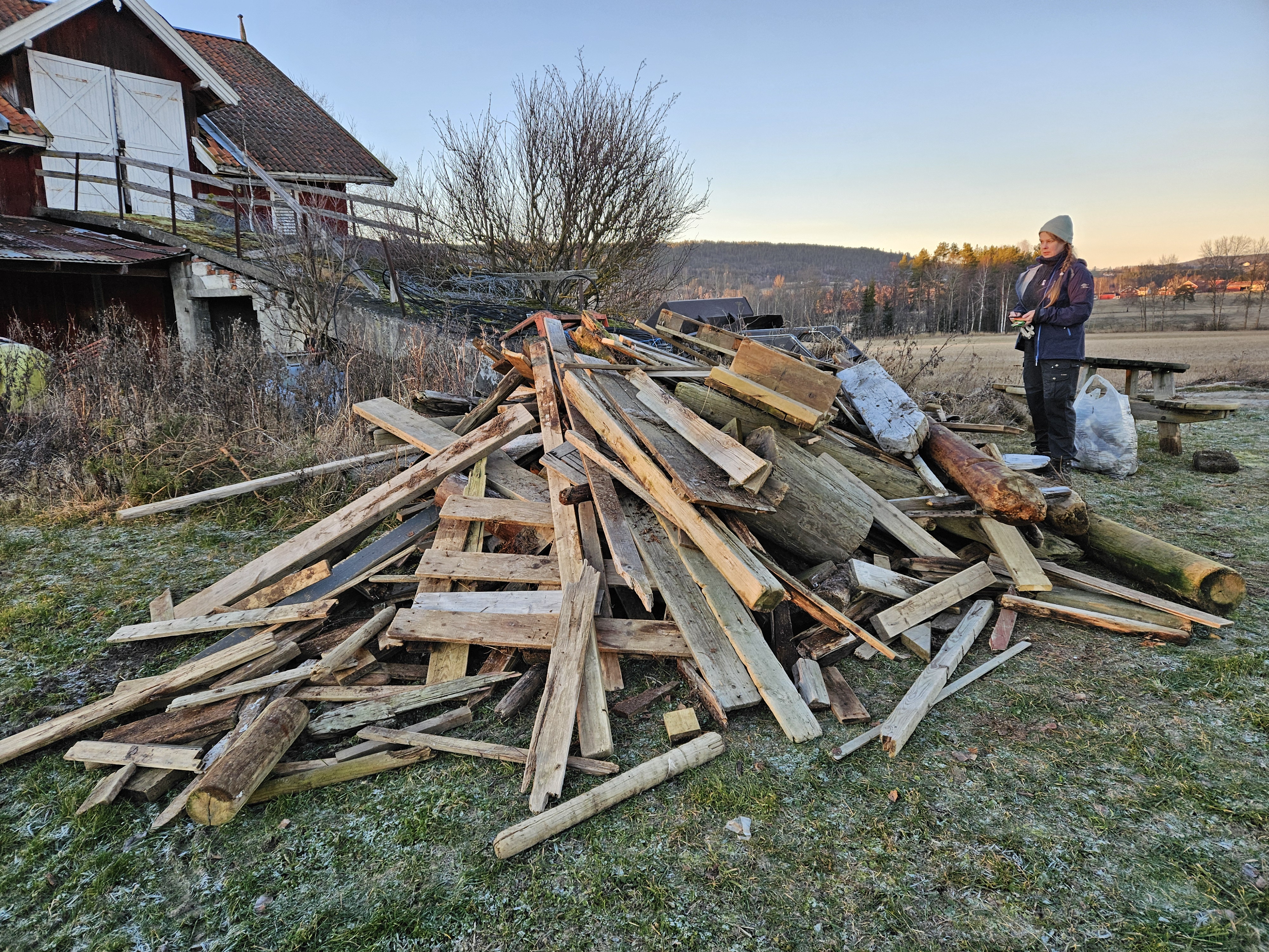 Bildet viser store mengder trevirke